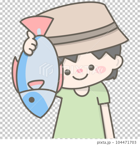 Cute pastel fisherman character 104471703