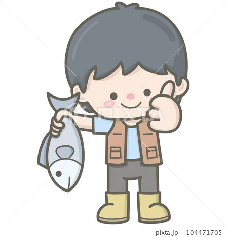 Cute pastel fisherman character 104471705