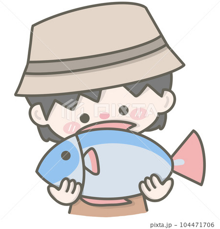 Cute pastel fisherman character Cute pastel fisherman character 104471706