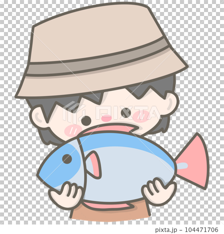 Cute pastel fisherman character Cute pastel fisherman character 104471706