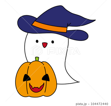 オバケとカボチャのハロウィン向けのイラスト素材 オバケとカボチャのハロウィン向けのイラスト素材 104472440