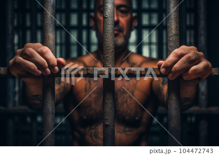 監獄に捕えられた男性（AI生成） 104472743