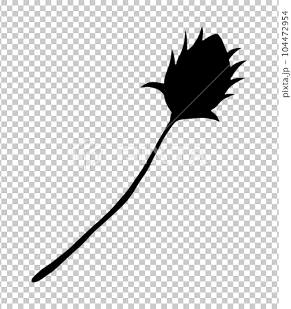 Hand Drawn Flower Bud Silhouette. Black Floral Illustration. Plant Silhouette Isolated on White Background. Hand Drawn Flower Bud Silhouette. Black Floral Illustration. Plant Silhouette Isolated on White Background. 104472954