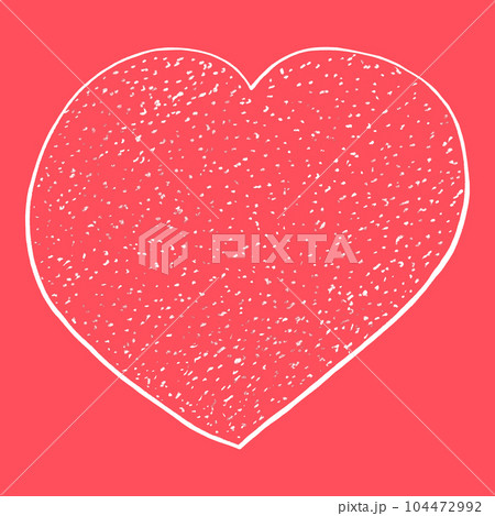 White Heart Drawn by Colored Pencil. The Sign of World Heart Day. Symbol of Valentines Day. Heart Shape Isolated on Red Background. 104472992