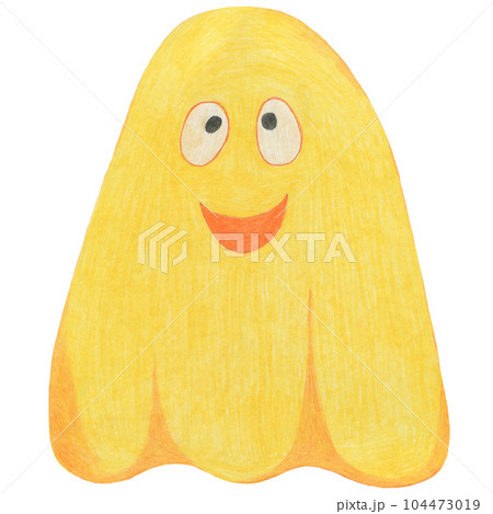Hand Drawn Halloween Ghost Isolated on White Background. Halloween scary ghostly monsters. Cute cartoon spooky character, Drawn by Color Pencils. Hand Drawn Halloween Ghost Isolated on White Background. Halloween scary ghostly monsters. Cute cartoon spooky character, Drawn by Color Pencils. 104473019