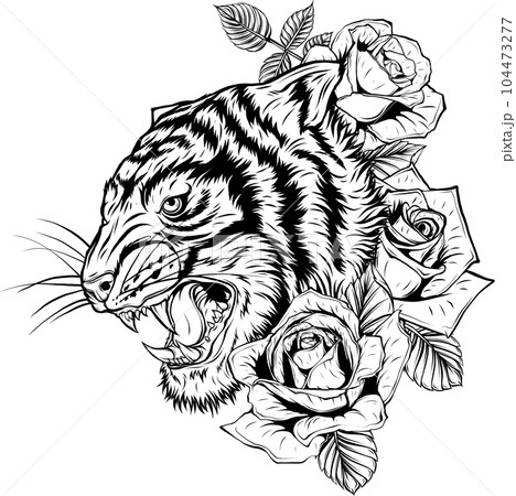 outline of Tiger head vector illustration design 104473277