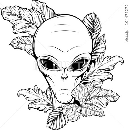 Vector outline alien head vector illustration design 104473279
