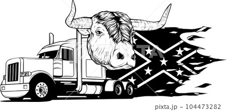 Classic American Truck. Black and white illustration 104473282