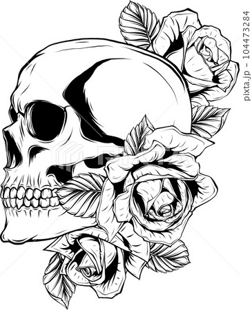 vector illustration of outline human skull design 104473284