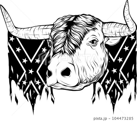 black and white of cow head design 104473285