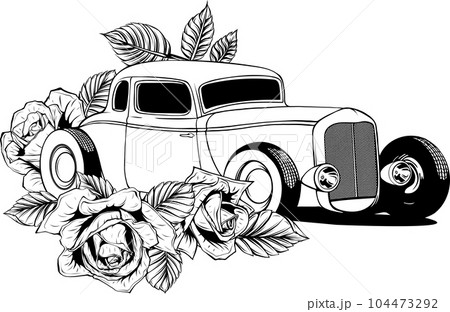 hot rod car icon. line style icon vector illustration. hot rod car icon. line style icon vector illustration. 104473292
