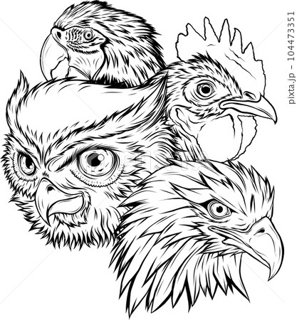 vector illustration of outline Owl head design 104473351