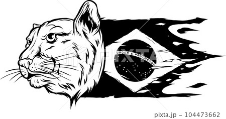 cougar head vector illustration black and white color cougar head vector illustration black and white color 104473662