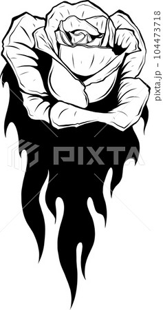 silhouette of black and white rose outline 104473718