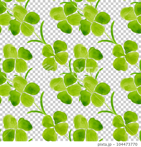 Four-leaf clover. Seamless pattern of green watercolor flowers for your design Four-leaf clover. Seamless pattern of green watercolor flowers for your design 104473770