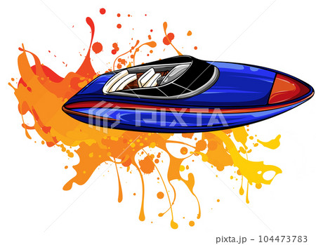 illustration fast motorboat. Speedboat, water transport, rescuer. illustration fast motorboat. Speedboat, water transport, rescuer. 104473783