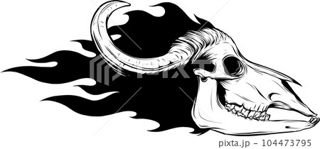 bull skull vector art outline illustration design 104473795