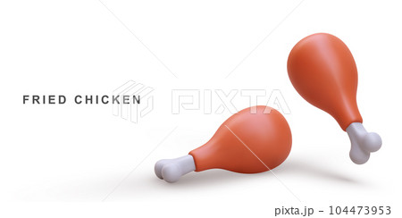 3d realistic two fried chicken legs. Vector illustration. 3d realistic two fried chicken legs. Vector illustration. 104473953