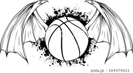 basket ball in black and white outline 104474022