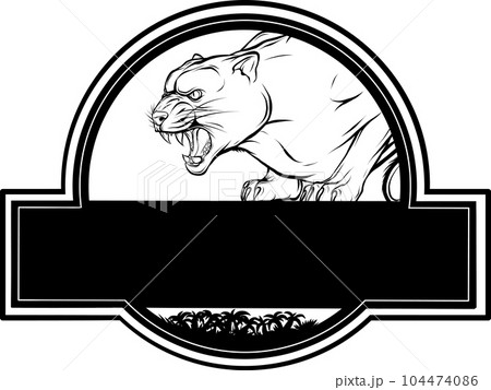 Contour linear drawing illustration of the wild puma 104474086