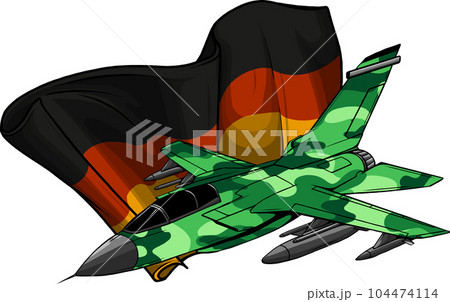 vector illustration of military jet with german flag 104474114