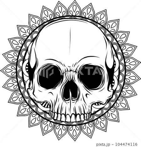 vector illustration of outline human skull design 104474116