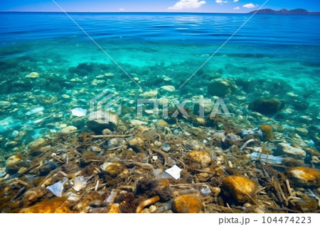 Garbage in the ocean sea Garbage in the ocean sea 104474223