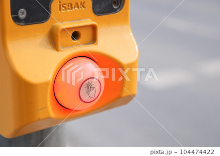 close up of crossing signal button in turkey  104474422
