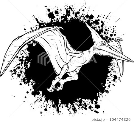 Vector black hand drawn outline flying...のイラスト素材 [104474826] - PIXTA