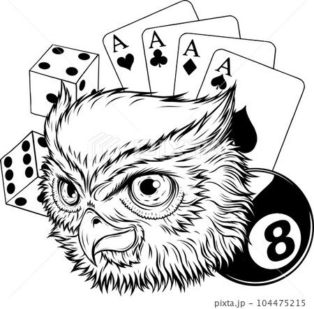 vector illustration of outline Owl head design 104475215
