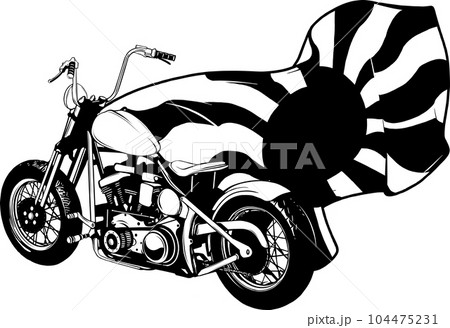 vector illustration of motorcycle in black and white outline vector illustration of motorcycle in black and white outline 104475231