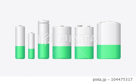 various batteries type in set on white 104475317