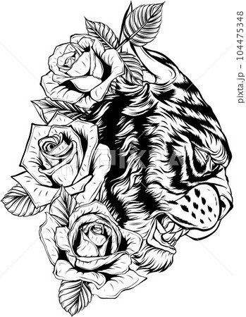 outline of Tiger head vector illustration design 104475348