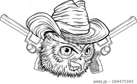 vector illustration of outline Owl head design 104475365
