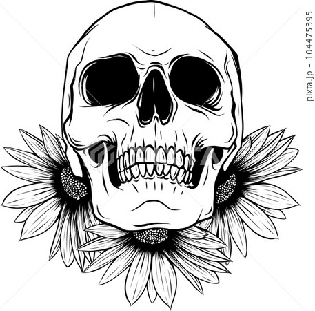 vector illustration of outline human skull design 104475395