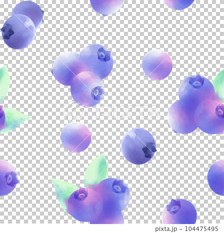ブルーベリーのシームレス水彩イラスト。 104475495