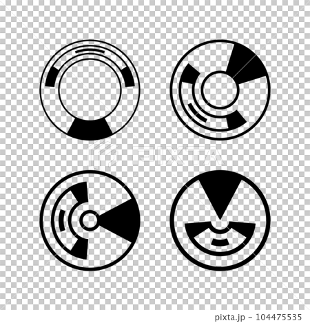 Set of Abstract Geometric Circle Black and White Design Elements. Vector Art. 104475535