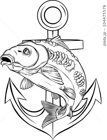 vector illustration of outline Carp fish design 104475576
