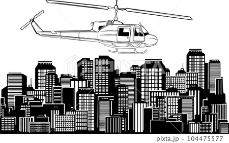 vector illustration of outline Helicopter design art 104475577