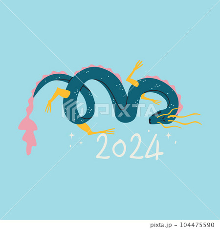 Dragon symbol of 2024. Chinese lunisolar calendar. Vector isolated illustration for design. Dragon symbol of 2024. Chinese lunisolar calendar. Vector isolated illustration for design. 104475590