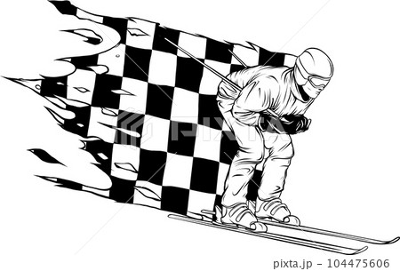 vector illustration of skiern in black outline vector illustration of skiern in black outline 104475606