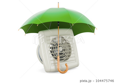 Extractor Fan under umbrella. 3D rendering Extractor Fan under umbrella. 3D rendering 104475746
