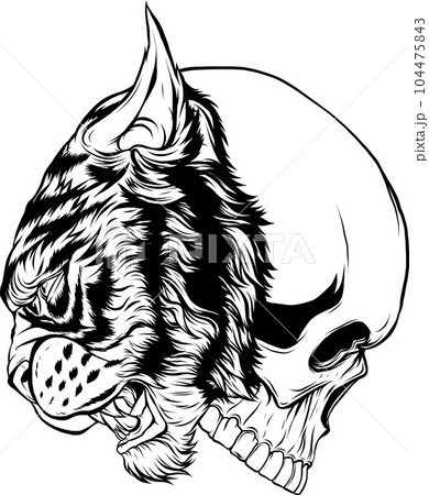 black and white tiger face vector illustration 104475843