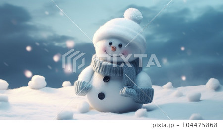 Little snowman in the snow 104475868