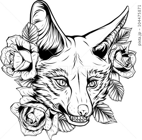 Fox head mascot logo ,hand drawn illustration. Fox head mascot logo ,hand drawn illustration. 104475871