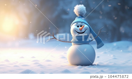 Little snowman in the snow 104475872