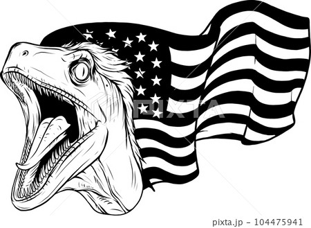 Velociraptor head, realistic sketch dinosaur, vector illustration 104475941