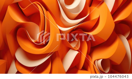 Orange rolled-up paper background Orange rolled-up paper background 104476043