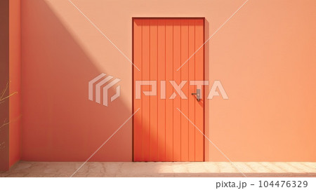 Plastered wall, door and shadows 104476329