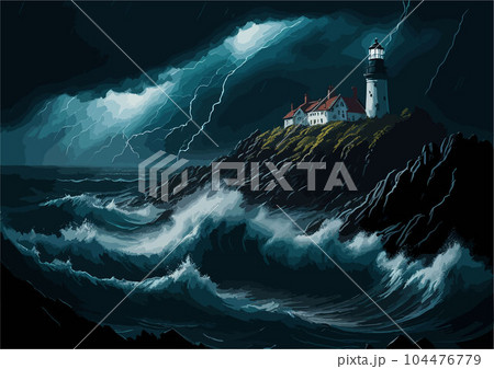 oil-painting-style image of a tranquil beach at twilight, with a lone lighthouse standing tall against the darkening sky. Capture the warm, golden light emanating from the lighthouse, and showcase the oil-painting-style image of a tranquil beach at twilight, with a lone lighthouse standing tall against the darkening sky. Capture the warm, golden light emanating from the lighthouse, and showcase the 104476779